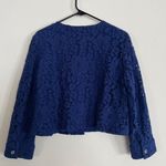 Chico's  Black Label Blue Lace Cropped Jacket Size 1 Photo 7