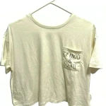 Rae Dunn  top knots and squats cream colored graphic crop top Photo 0