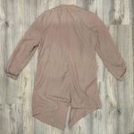 Eliane Rose  Open Blazer Jacket Tencel Beige Pink Roll Tab 3/4 Sleeve Size L Photo 5