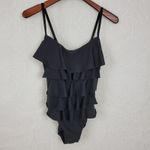 Aqua Green Womens One Piece Swimsuit Medium Black Ruffled Photo 1