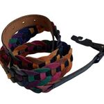 Vintage 1980’s Multicolored Leather Belt With Interlacing Circles. Photo 2