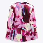 ZARA  Satin Affect Multi Color Belted Blazer Size S NEW Photo 11