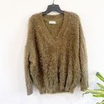 Urban Outfitters  Brown Fuzzy V-Neck Sweater Long Sleeve Soft Knit Sz S Photo 1