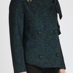 Piazza Sempione  Teal Tweed‎ Neck Tie Cropped Wool Jacket Italy 40 Photo 0