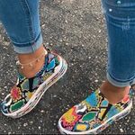 Snake Print Fashion Sneakers Multiple Size 7 Photo 0