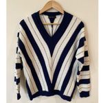 PRETTYGARDEN  Long Sleeve Striped Knit Sweater Blue And Cream Size Large Photo 3