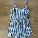 Gap blue and white striped romper with pockets Photo 0