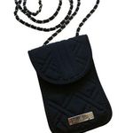 Vera Bradley Crossbody Wallet in Black Quilted Cotton Silver Tone Chain Photo 0