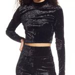 BP NWT by Nordstrom Mock Neck Velvet Long Sleeve Crop Top - M Photo 0