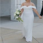 Tadashi Shoji NWT  Off-Shoulder Amishta Crep White Wedding Dress Photo 2