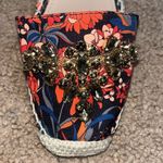 BODEN Embellished Espadrille Wedge Floral 38 / 7.5 Blue Photo 3