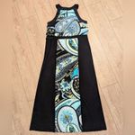 Chico's  2‎ Large 12 Halter Maxi Dress Long Black Blue Print Vacation Summer Photo 3