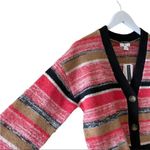 Nordstrom BP BLACK MARL STRIPE Button Down Red Black V-Neck Crop Cardigan Sweater XS Photo 14