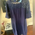 Draper James  Solid Flutter Navy Dress Photo 3