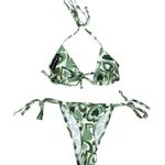 Pretty Little Thing - Heart Print Triangle Bikini in Green Photo 2