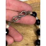 None Handcrafted Black Beaded Bracelet With Pearl Accents & Silver-Tone Clasp Photo 2