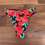Lulus Floral Print High Waisted Bikini Bottoms Red Black Blue Size M Photo 3