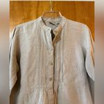 LL Bean Long Sleeve Shirt Linen Tunic Blouse Beige Medium Regular Photo 6