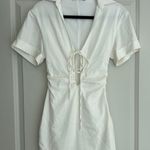 ZARA White Low Cut Dress With Collar Photo 0