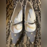 Manolo Blahnik  Women's White Campari Embroidered Chambray Mary Jane size 38.5 Photo 1