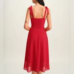 Rihoas Red Sweetheart Neck Tie Strap Midi Dress Size L Photo 3