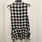 Kori Buffalo Plaid Sleevless Flannel Distressed Ruffle Hem Button Down Sz M Photo 2