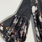 POL Women's Size Medium Floral Lace Details Boho Balloon Sleeve Black Mini Dress Photo 7