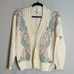 Vintage paisley embroidered pastel cardigan sweater Pink Photo 0