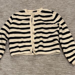 Massimo Dutti  Black and Cream Striped Cardigan Photo 0