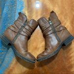 Born Leandra Brown Leather Short Boots Moto buckle style size 6.5 city bohemian Tan Photo 2