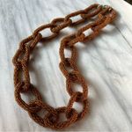 Vintage 70s Glass Seed Bead Chain Link Necklace Brown Beaded Boho Statement Size 27 Photo 7