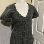 Banana Republic  Womens V Neck Cable Knit Short Sleeve Sweater Wool Alpaca Gray M Photo 0