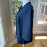 Vintage Alfred Dunner Minimalist Navy Blue Woven Swing Jacket Contrast Stitch Size 10 Photo 3