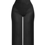 Pretty Little Thing Shape Black Woven Corset Sheer Sexy Mesh Jumpsuit Photo 2