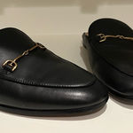 Sam Edelman  Black Leather Loafer Flat Gold Hardware size 7.5 classy office Photo 0
