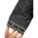 Vtg ANGEL II Black Linen Kaftan Jacket Embroidered w/ turquoise stones Women's M Size M Photo 1