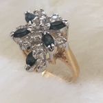Fine Quality Cocktail Blue/Clear Cluster Ring Size 6 Photo 10
