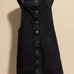SO EUC  Black and Silver Juniors Button Front Pinafore Dress size XL Photo 0