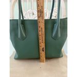 Dagne Dover  Signature Tote Womens Green Leather Laptop Padded Double Handles Zip Photo 9