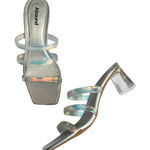 Abound  Women’s Ethan Silver Translucent Heel
Strappy Slide Sandals Size 7.5 Photo 0