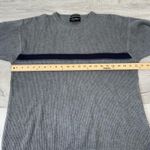 Eddie Bauer Sweater M Gray Navy Stripe Ribbed Knit Cotton Made UK Vintage Skater Photo 3
