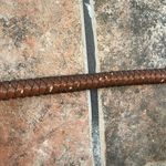 The Sak  Woven Crochet Bag Navy Blue With Braided Leather Handles Photo 8