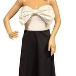 Large bow tie strapless maxi dress black & white cotton tiered size medium Photo 12