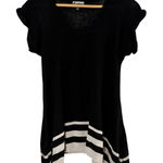 Brooklyn Industries Black Linen Blend Shark Bite Hem Top Women’s Size Small Photo 0