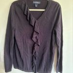 Lands' End Land’s End Navy Ruffled Knit Sweater Photo 0