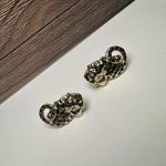 Lilly Pulitzer  Wild Cat Black Enamel Gold Tone Large Stud Pierced Earrings Photo 0