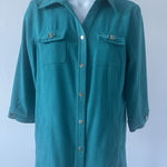 JM Collection  Dk Turquoise Snap Mole Skin Front Blazer Shirt Size PS (b42) Photo 0
