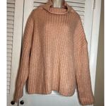 Scoop Oversized Waffle Knit Sweater Chunky Ribbed Turtleneck XXL NWT Pink Photo 0
