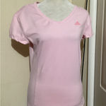 Adidas Climalite Pink V Neck Short Sleeve Athletic T Shirt Women Sz M Photo 0