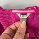 Fossil Strapless Midi Women Dress Size XS Fuchsia Elastic Back Pocket Zip Preppy Photo 8